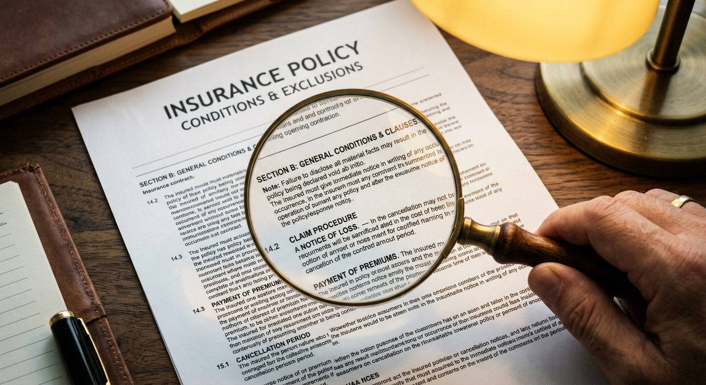 Loupe posée sur les petites lignes d'un contrat d'assurance emprunteur