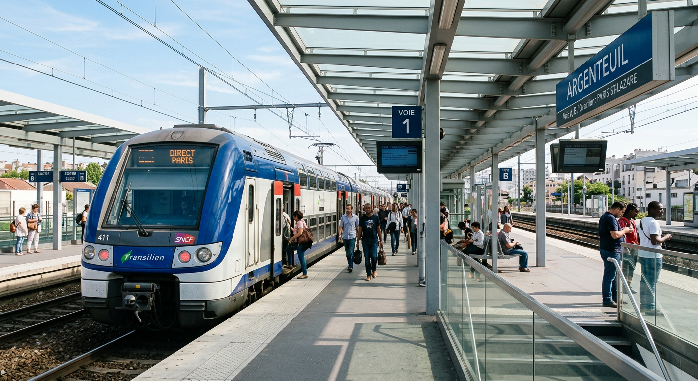 Gare d'Argenteuil et quai de la ligne J Transilien