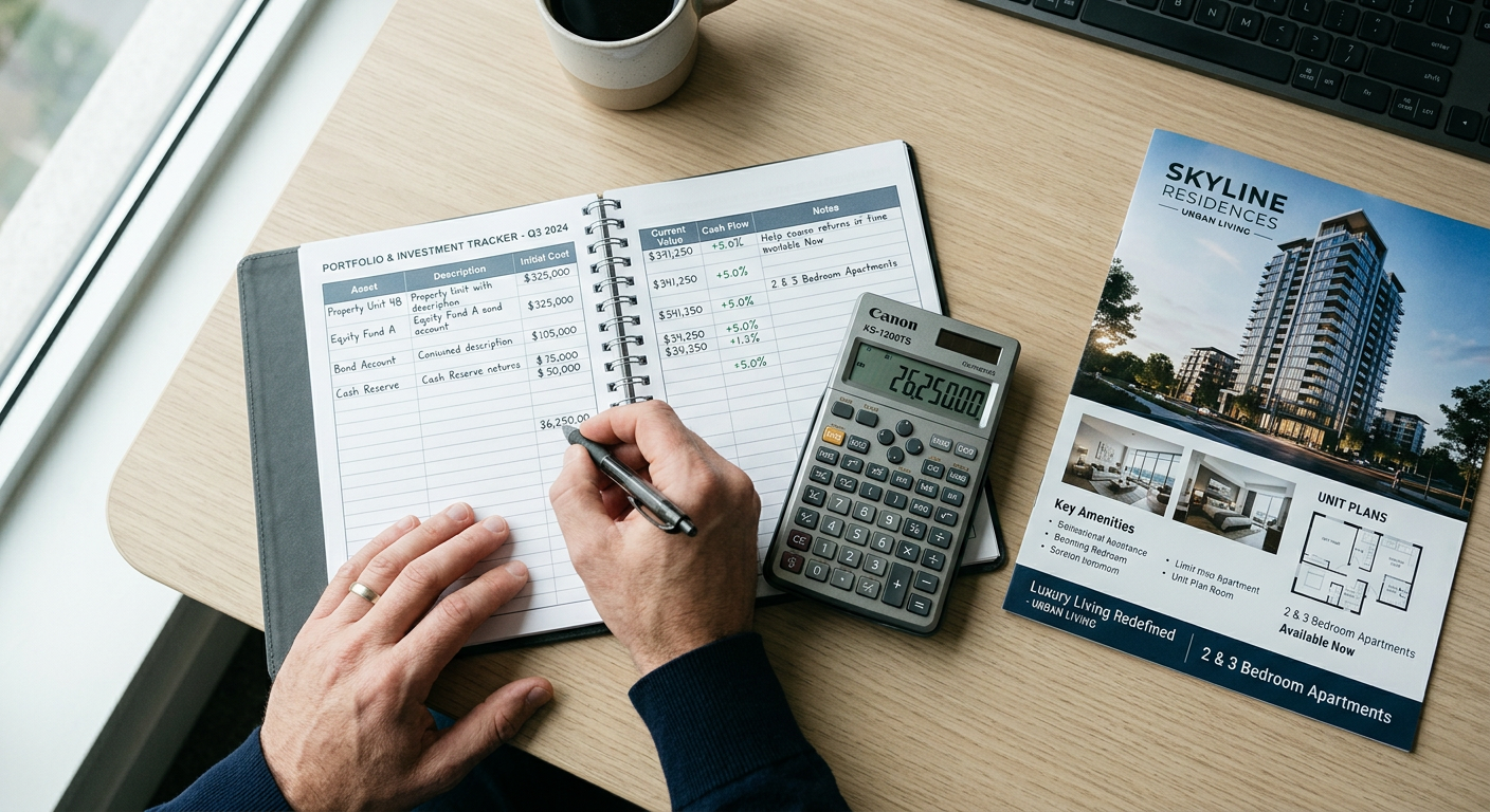 Calcul de rendement locatif immobilier sur tableur avec brochure appartement neuf