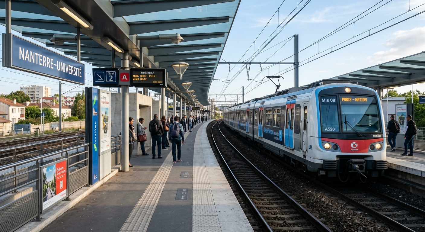 Train RER A en gare de Cergy-Préfecture, transport en commun Île-de-France