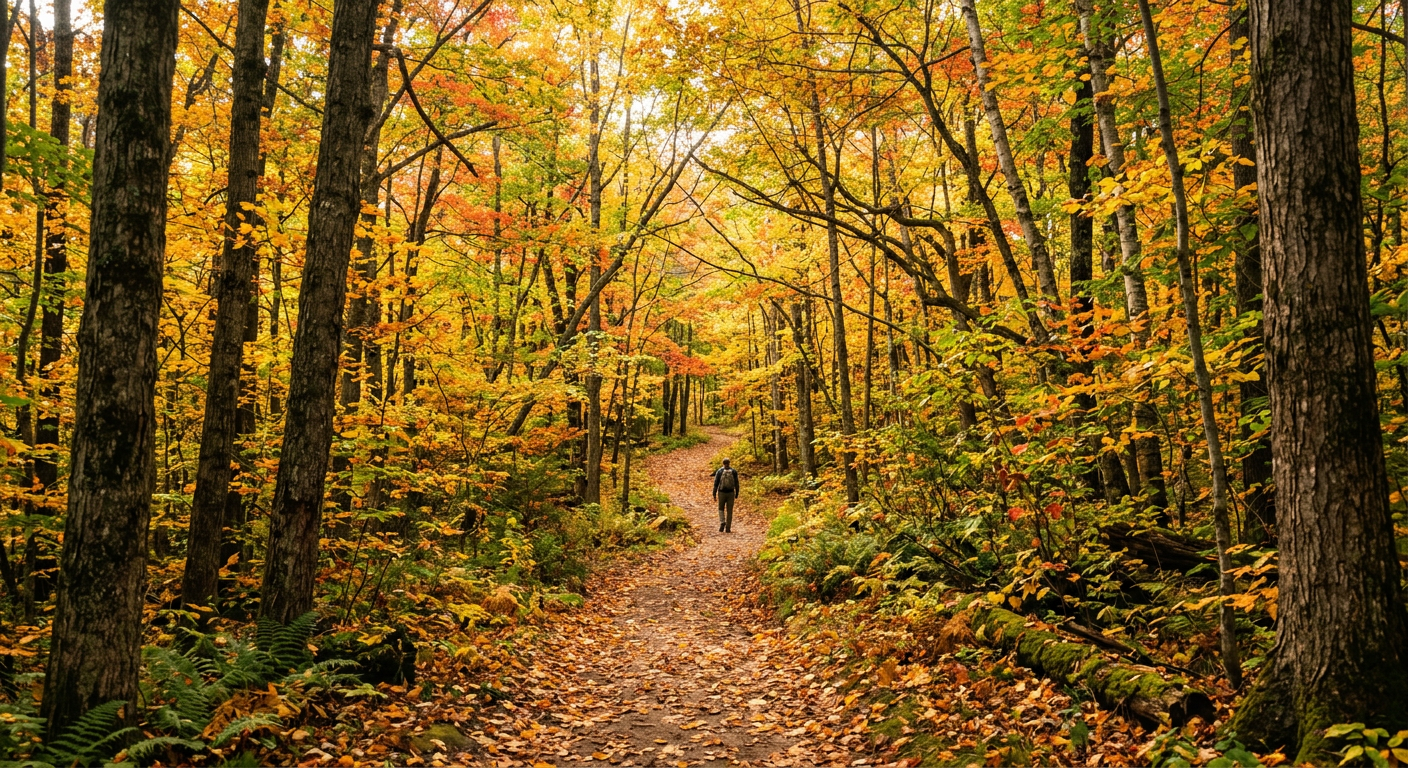 Sentier en forêt de Meudon avec lumière naturelle filtrant à travers les arbres