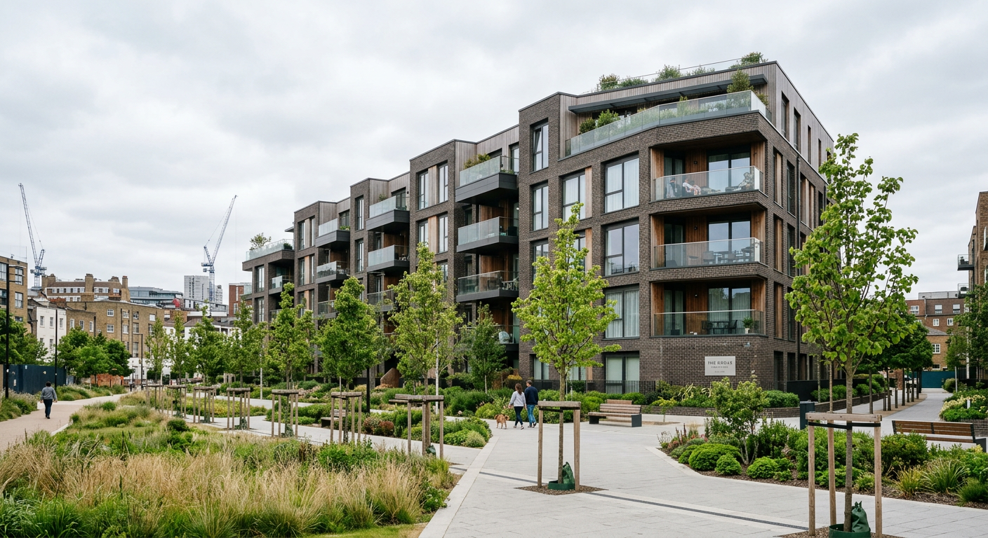 Résidence neuve dans un quartier en rénovation urbaine avec espaces verts
