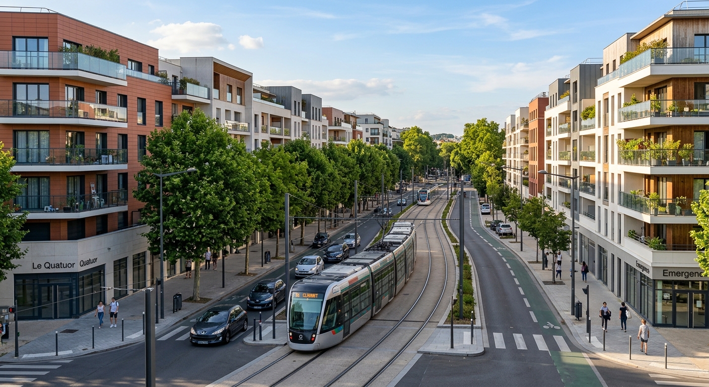 Vue panoramique de Clamart avec résidences neuves et forêt de Meudon