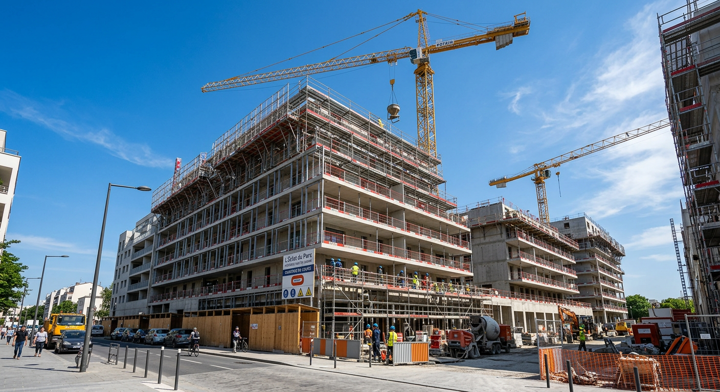 Chantier de construction résidentielle neuve en France