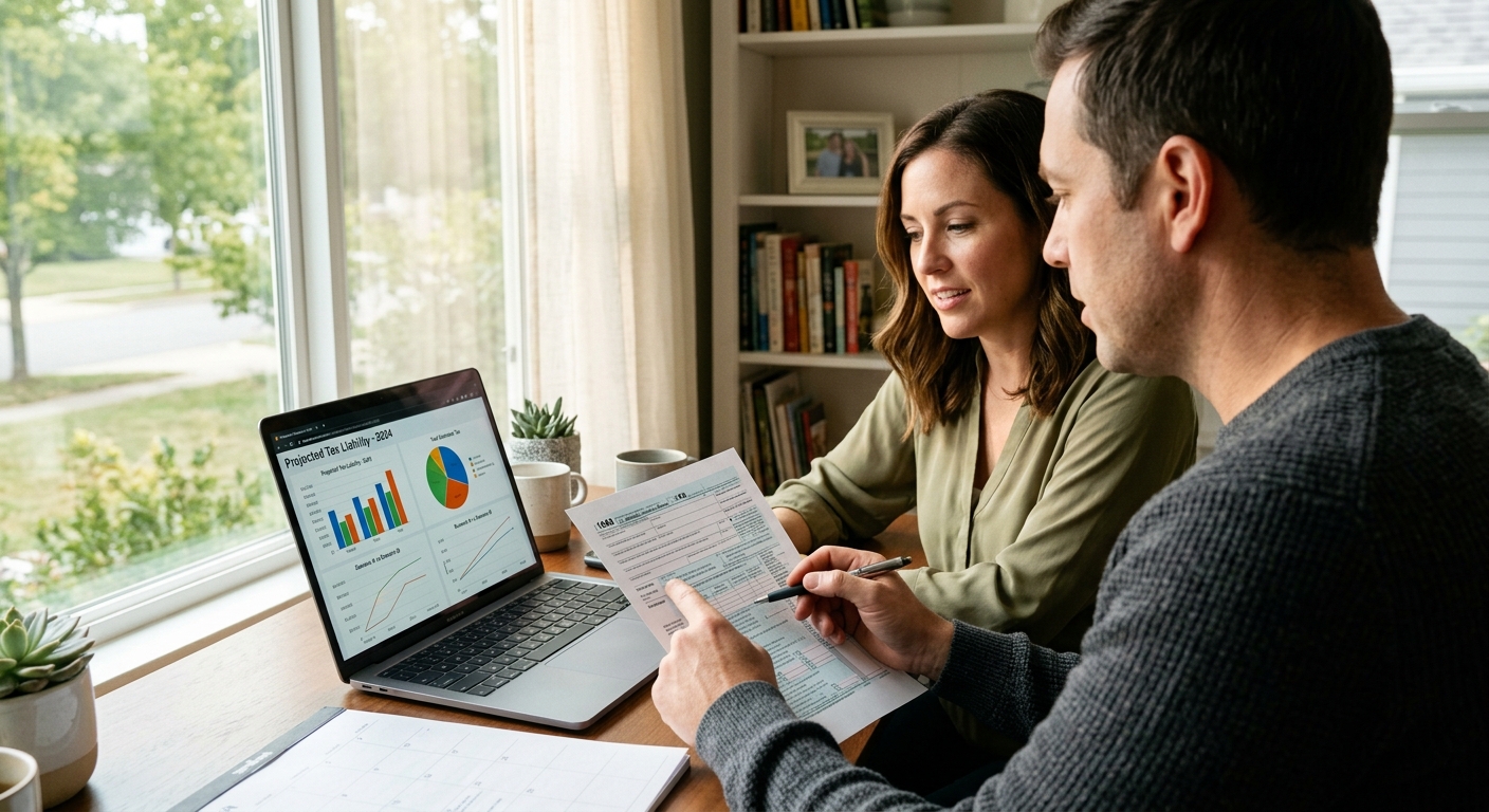 Couple consultant une simulation fiscale Pinel pour un investissement immobilier neuf