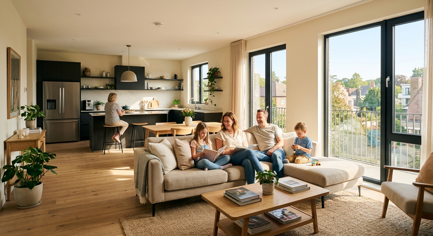 Intérieur lumineux d’un appartement neuf financé par le PTZ 2026