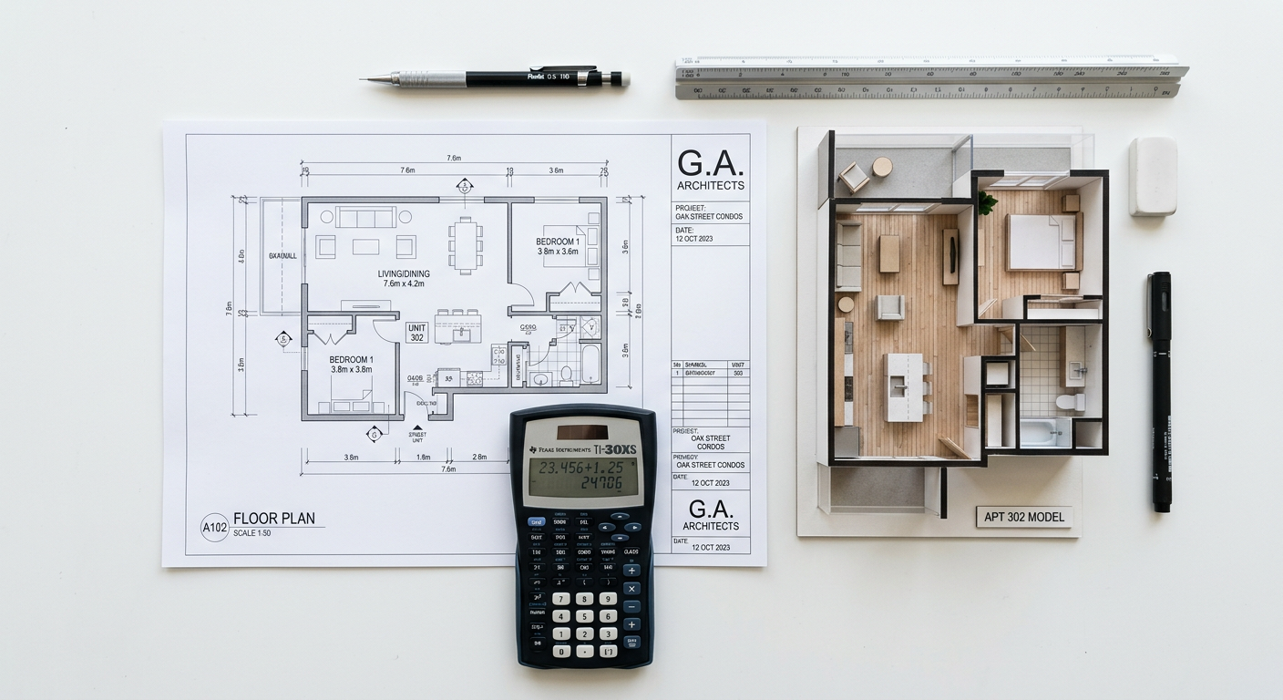 Calcul des pénalités de retard VEFA avec calculatrice et plans d'architecte