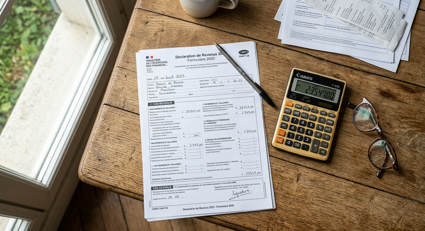 Formulaire fiscal français et calculatrice pour calcul de plus-value immobilière