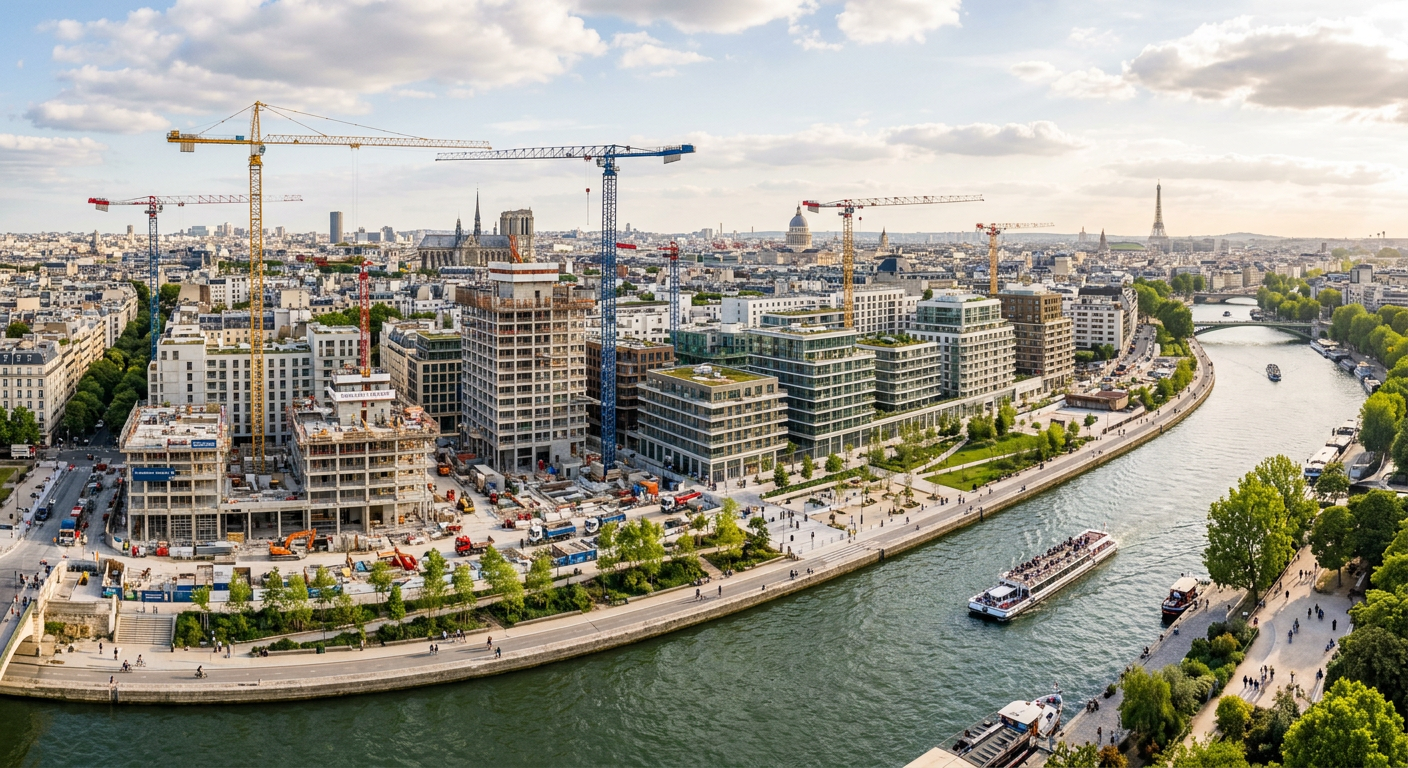 Chantier de requalification urbaine au bord de la Seine à Bezons