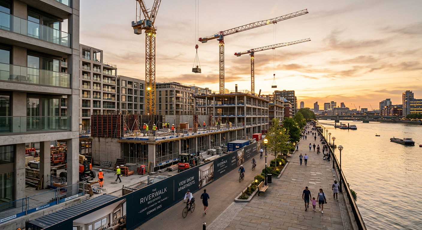 Chantier d'un programme immobilier neuf près des bords de Seine