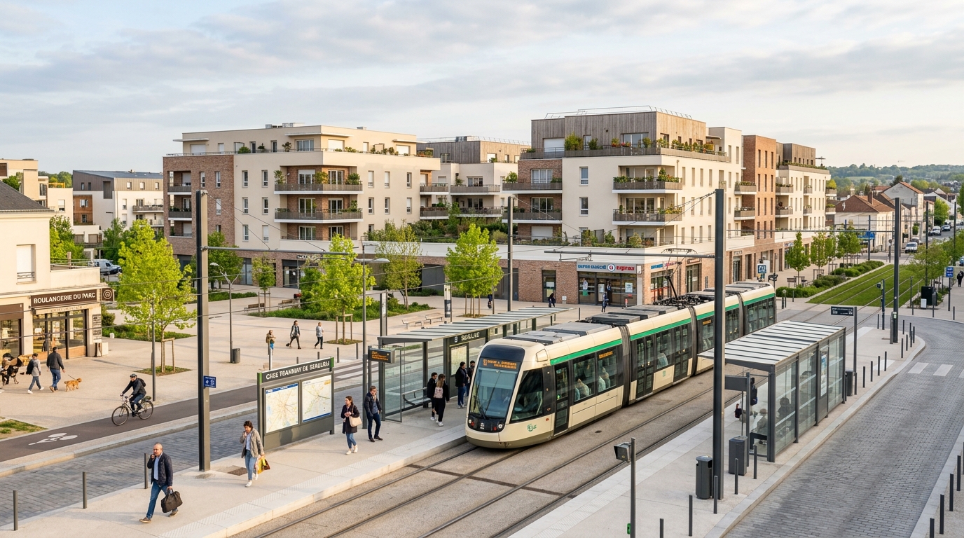 Station de tramway T2 proche de la mairie de Bezons