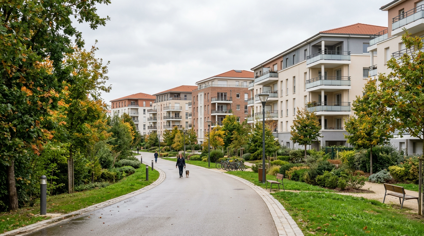 Chemin piéton menant à des immeubles neufs à Clamart