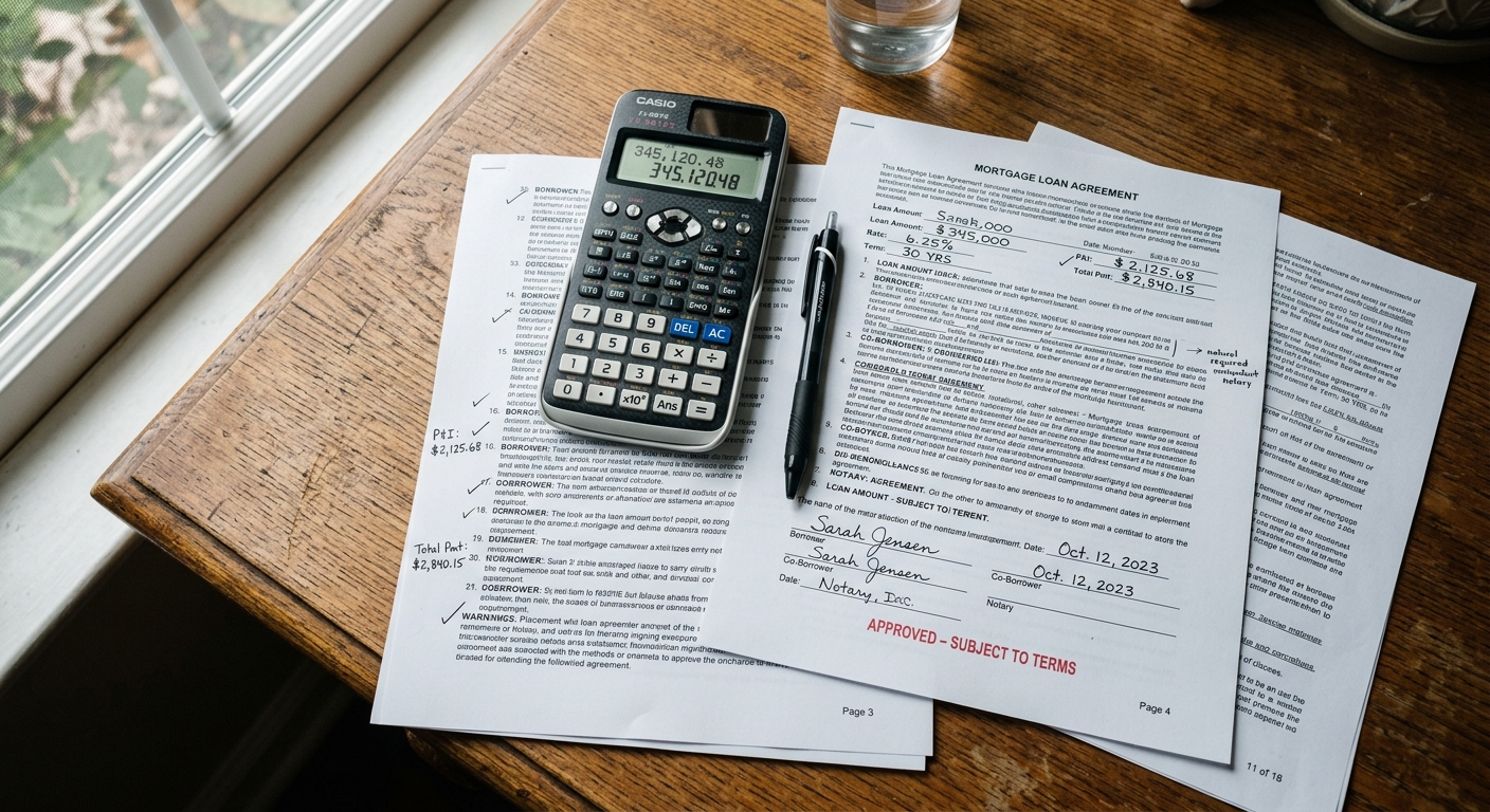 Calculatrice et documents de prêt immobilier pour calculer le taux d'endettement