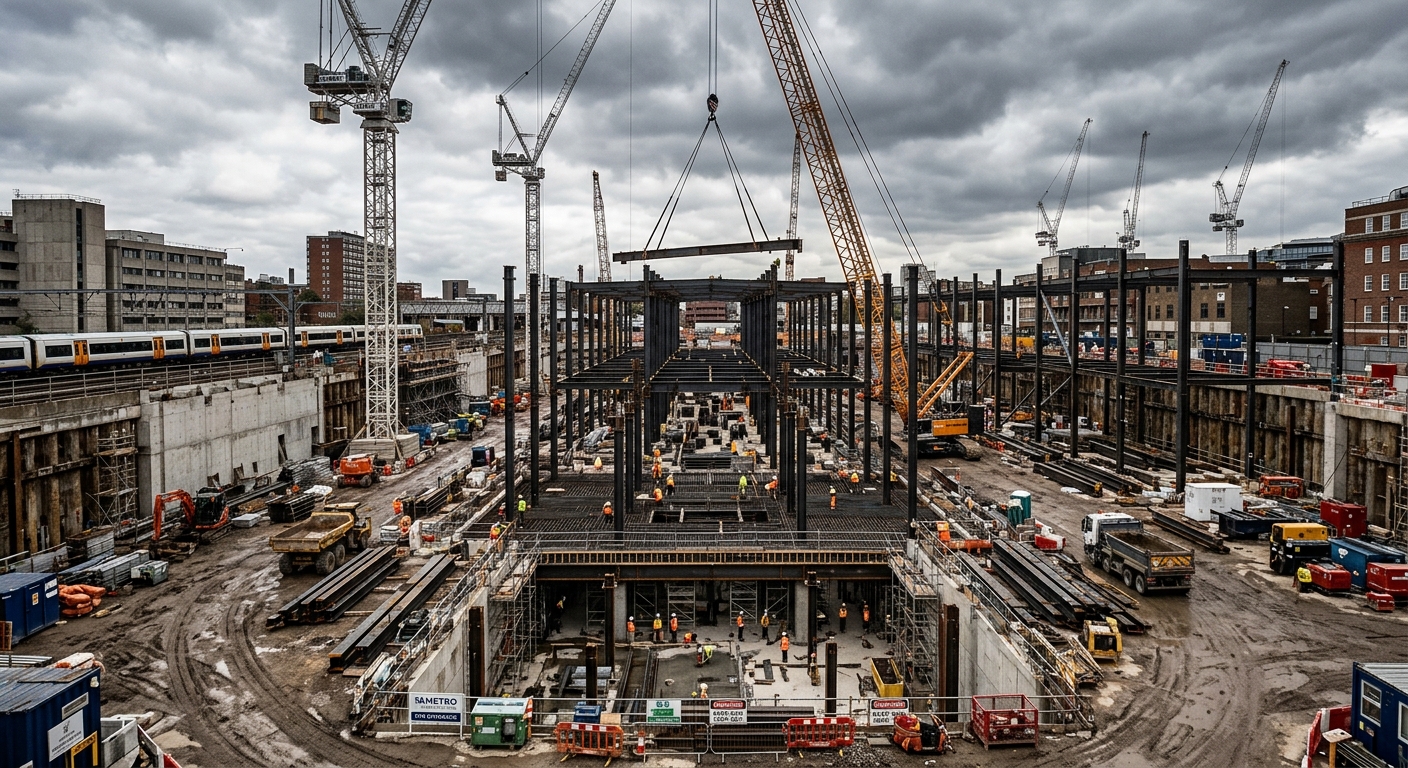 Chantier de construction d'une future gare du Grand Paris Express