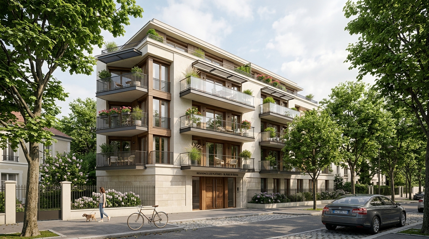 Immeuble neuf à Rueil-Malmaison avec façade contemporaine