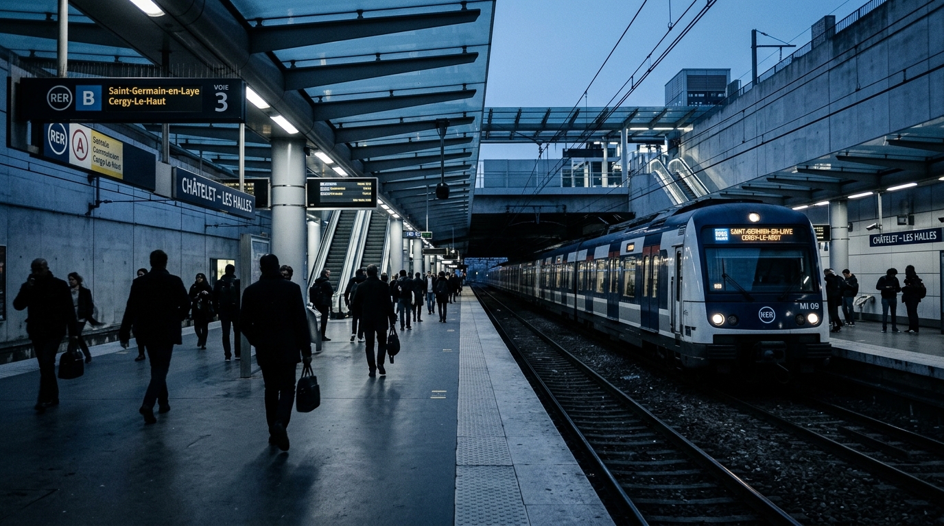 Gare RER C desservant Épinay-sur-Seine au petit matin