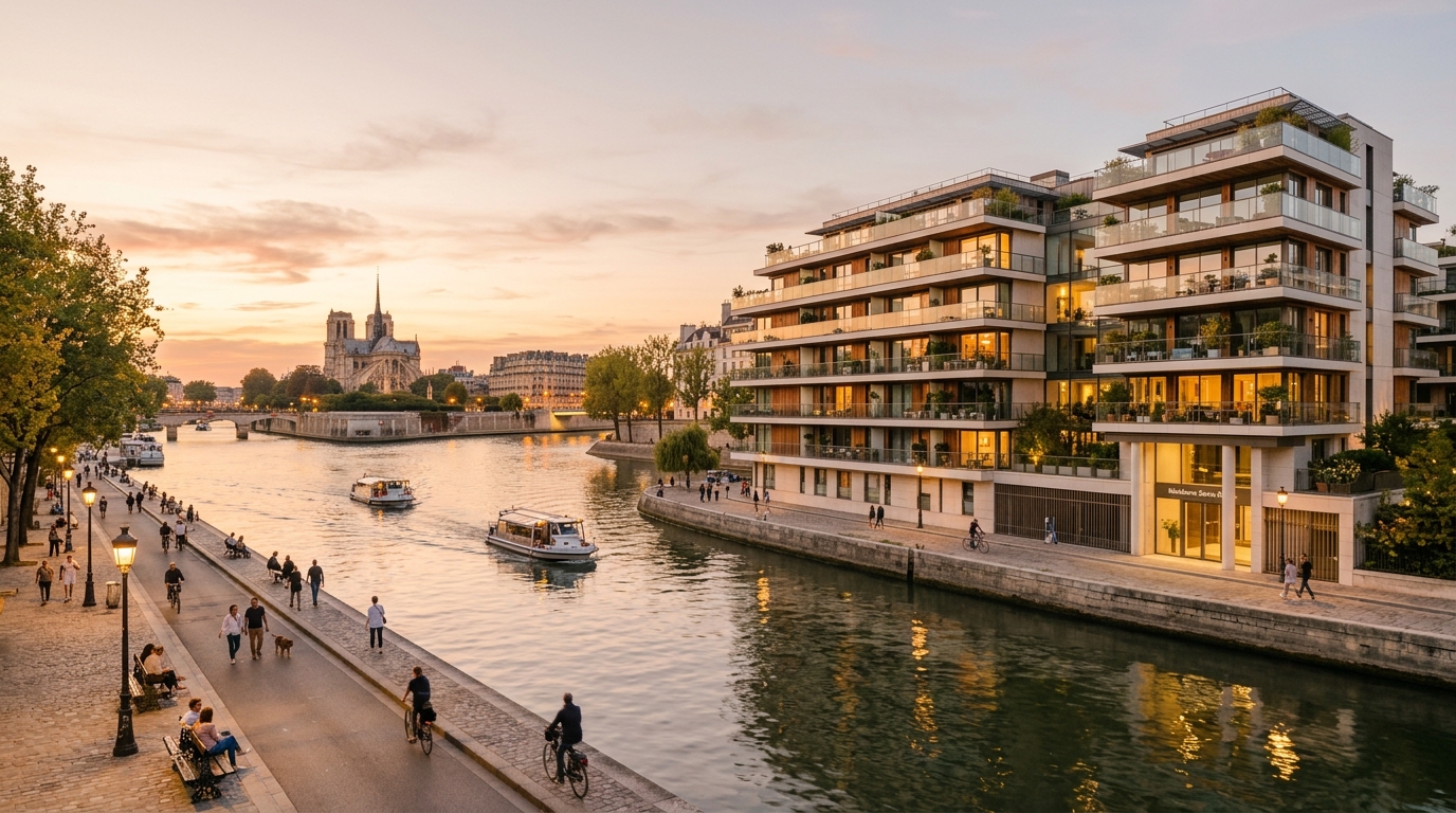 Immeuble résidentiel neuf le long de la Seine à Bezons