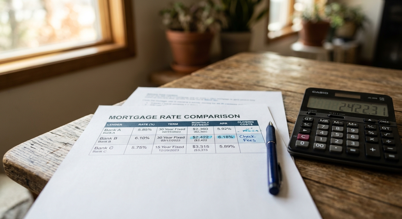 Comparaison de taux de crédit immobilier sur document
