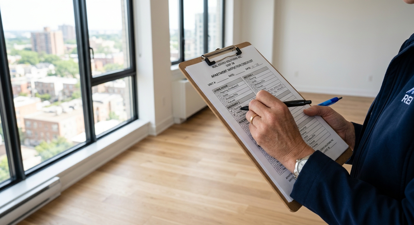 Acquéreur remplissant une liste de réserves lors de la livraison d'un appartement neuf