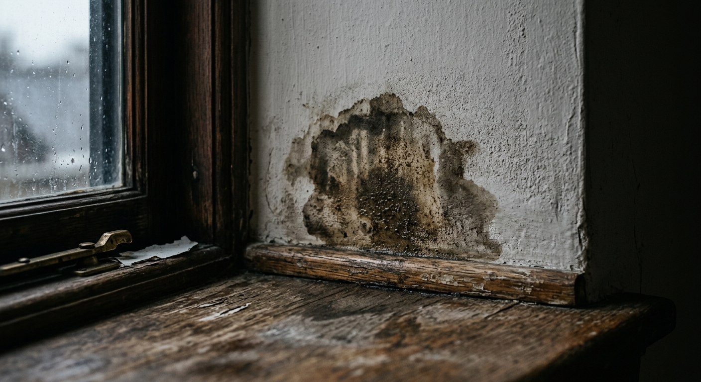 Trace d'humidité sous une fenêtre détectée lors de la visite de livraison