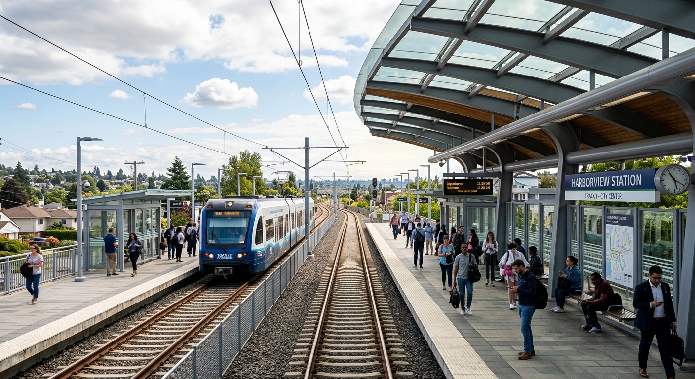 Gare RER A de Bois-Colombes avec quai et voyageurs
