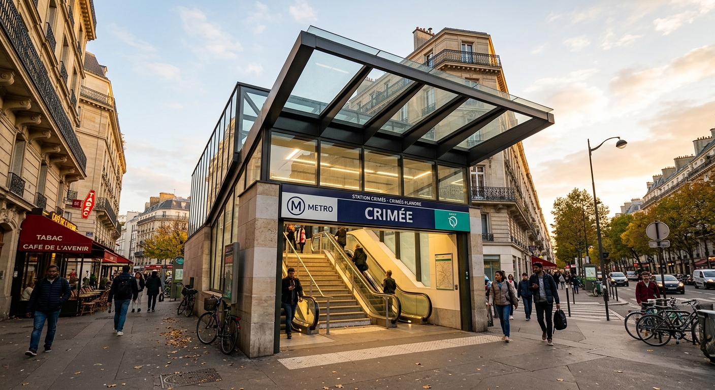 Entrée de station de métro dans un quartier urbain moderne
