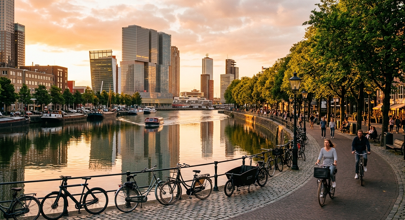 Promenade le long du canal de l'Ourcq avec immeubles modernes