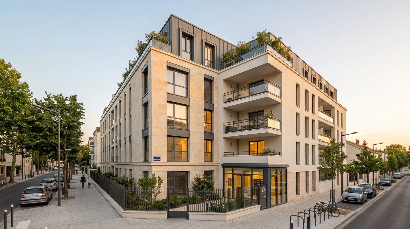 Immeuble neuf en construction représentant le démembrement immobilier et la nue-propriété