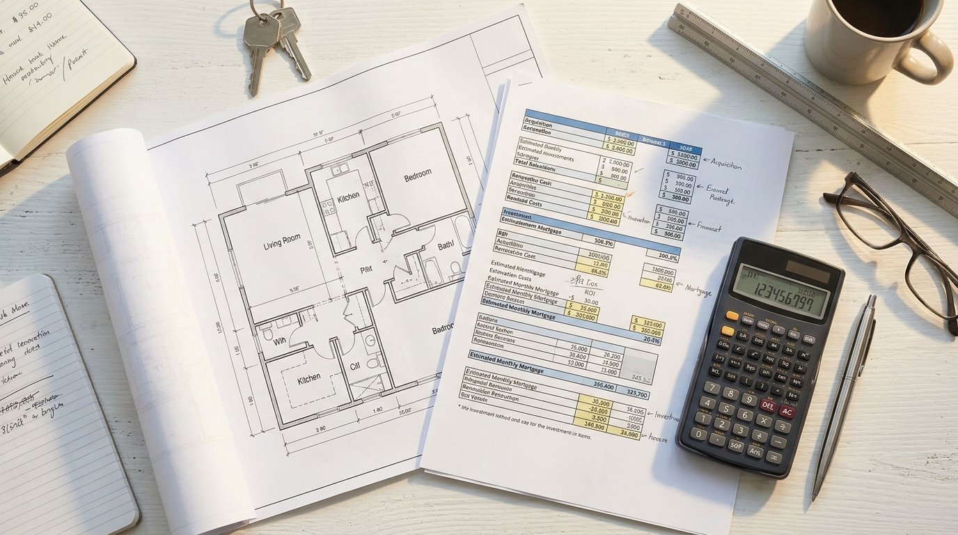 Calcul de rendement immobilier nue-propriété sur une feuille de simulation financière