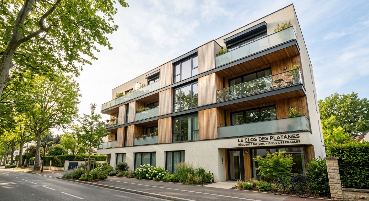 Facade d'immeuble neuf à Rueil-Malmaison avec charges de copropriété