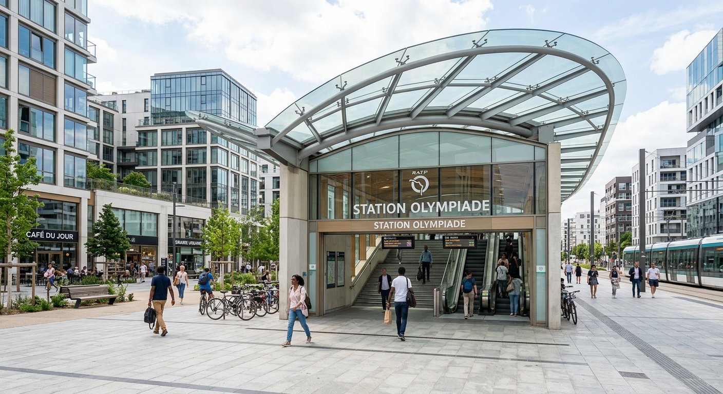 Station de métro moderne intégrée à un nouveau quartier